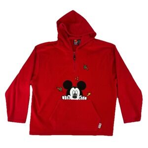 Mickey Unlimited Mickey Mouse 1/4 Zip Pullover Hoodie Women's 22W/24W Red Fleece